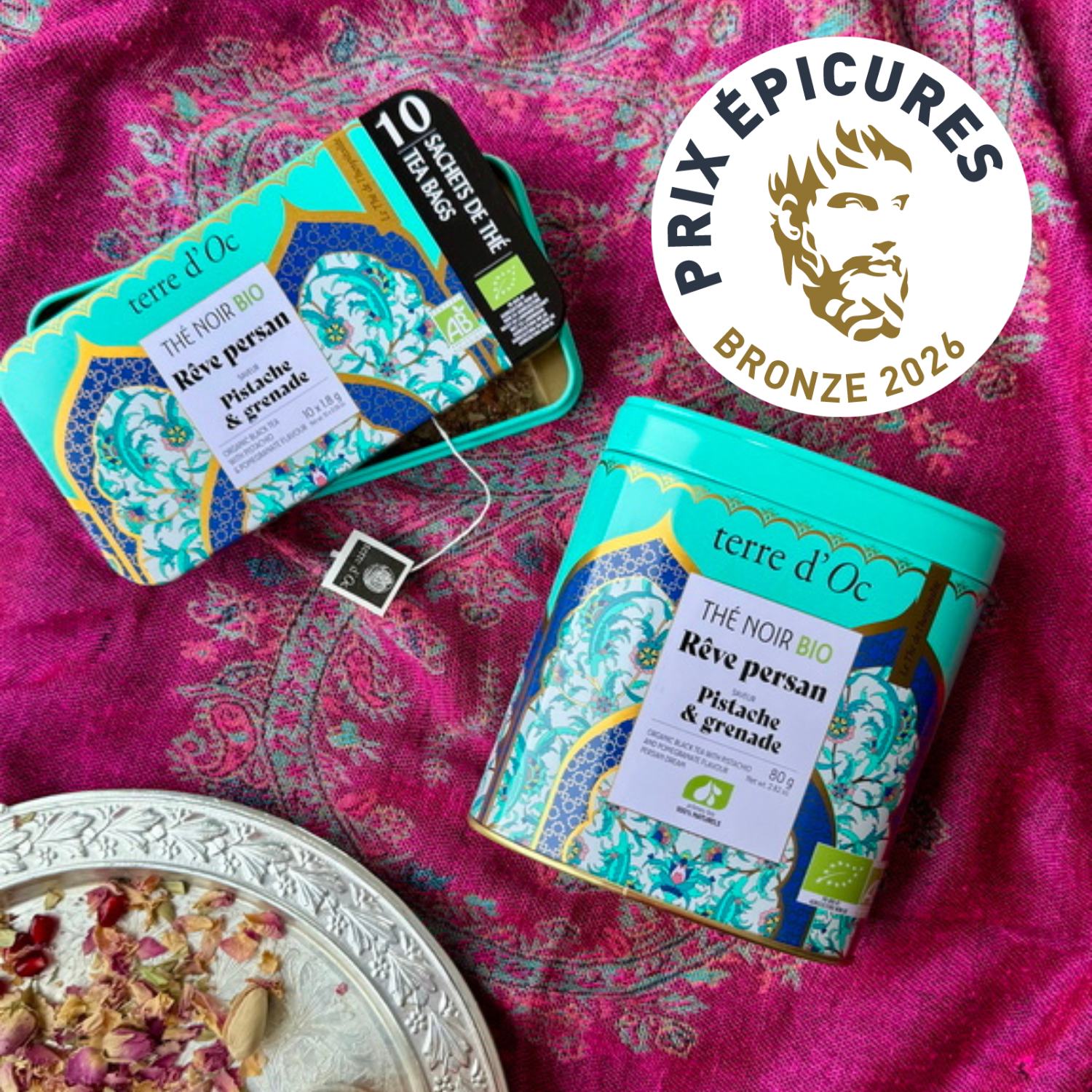 Découvrez notre thé noir bio saveur pistache grenade